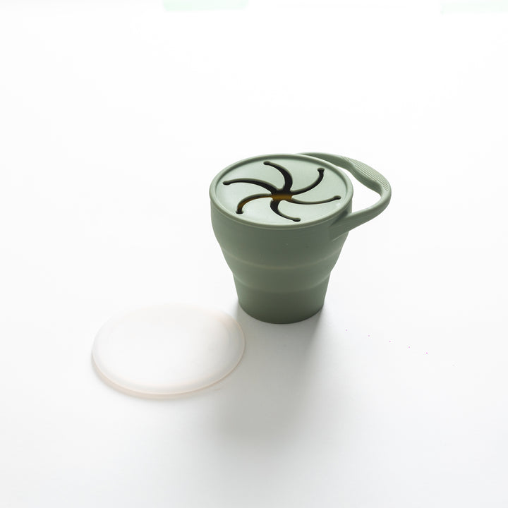 Sage Lidded Silicone Snack Cup