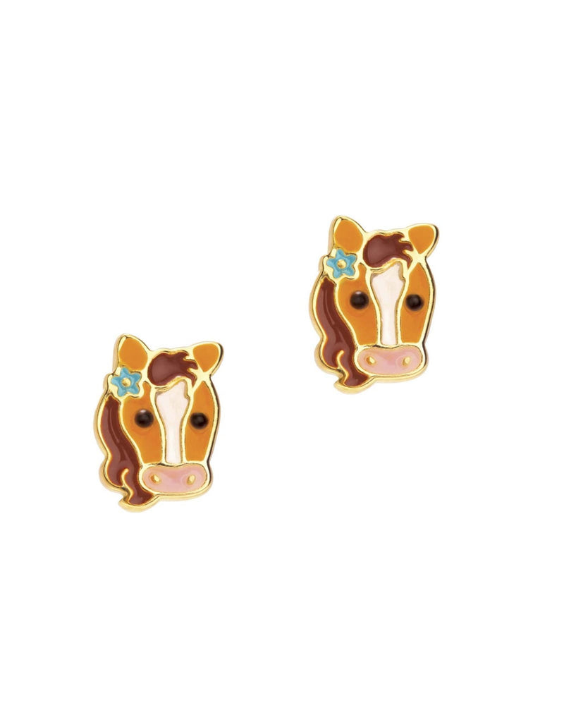 Enamel Stud Earrings - Pony