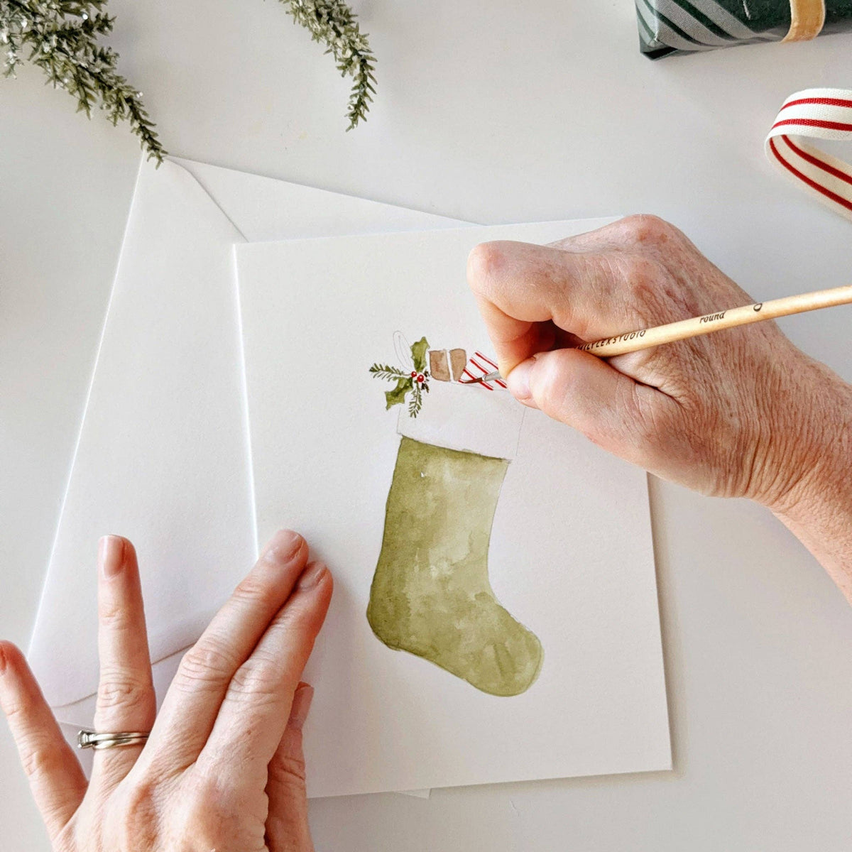 Classic christmas paintable notecard