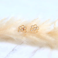 CZ Honeycomb Stud Earrings
