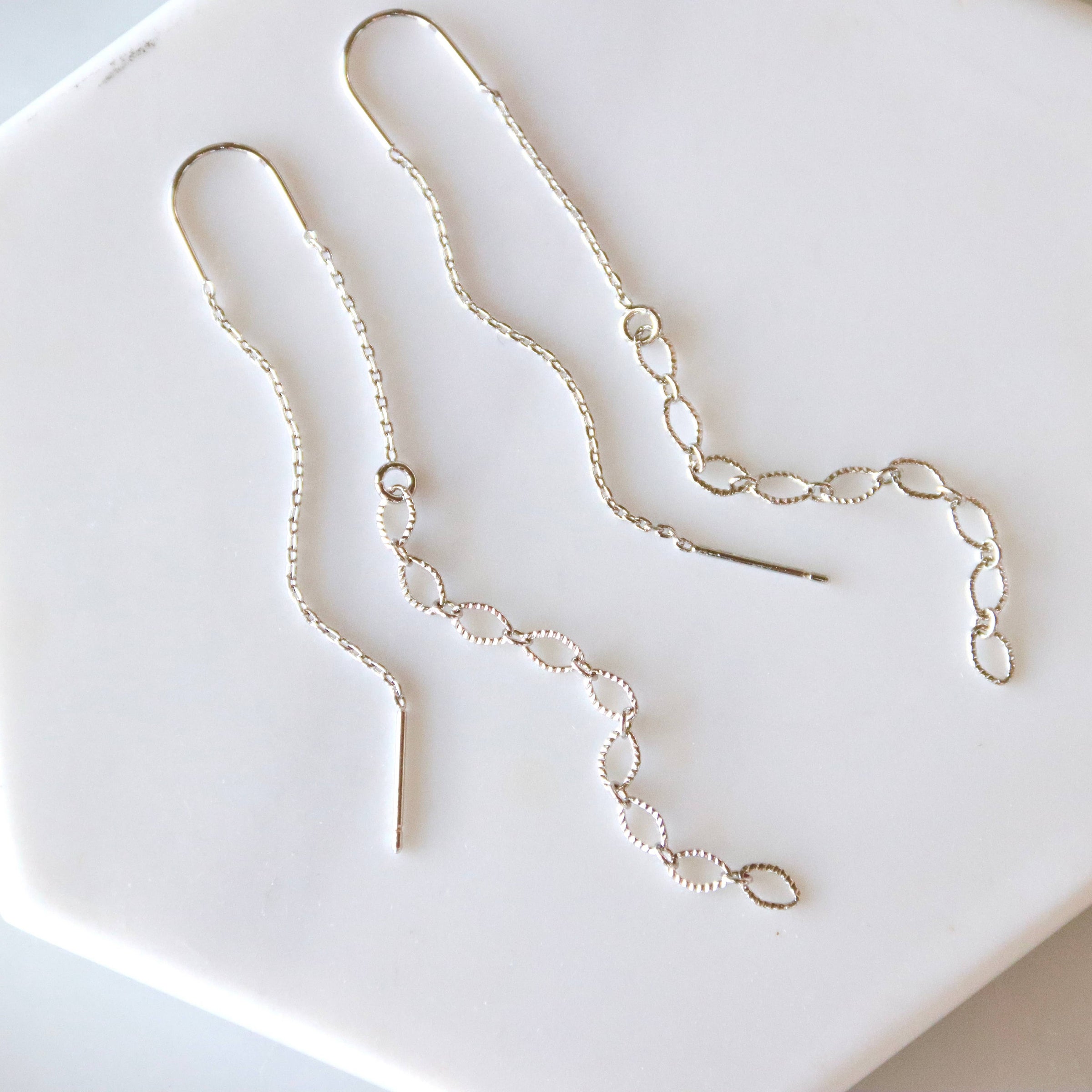 Textured Threader Earrings - Gold and Silver