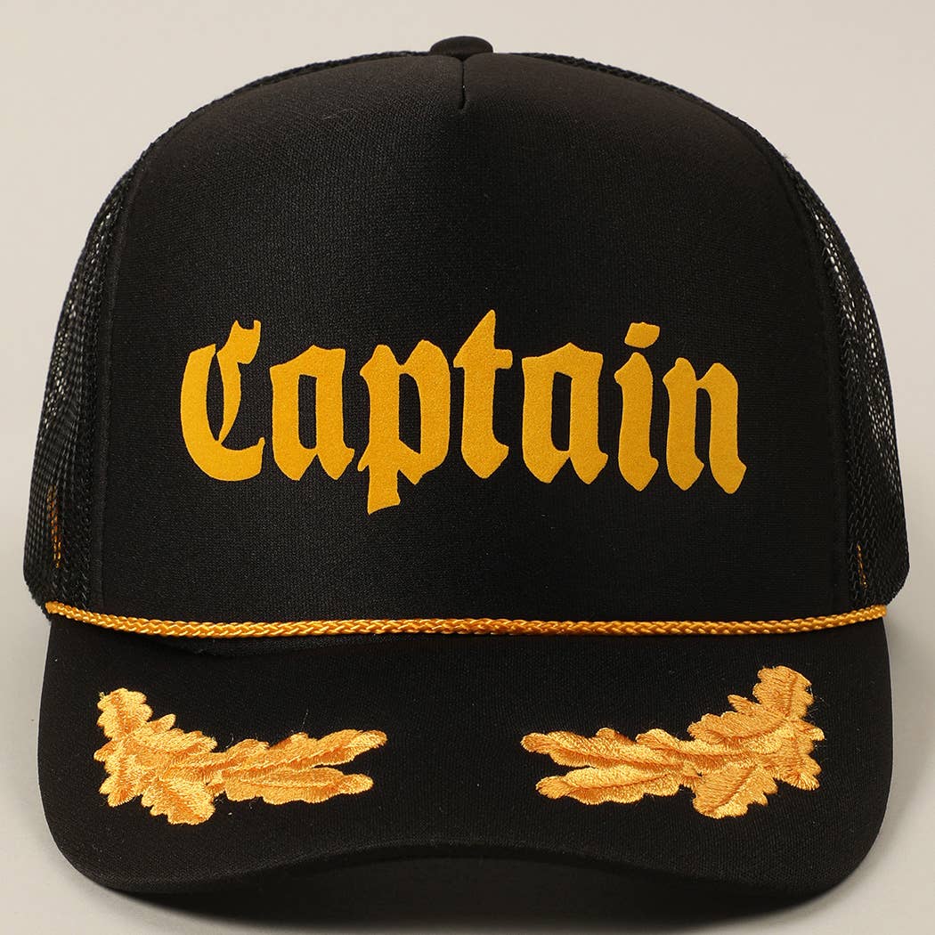 CAPTAIN Lettering Logo Foam Mesh Back Trucker Hat