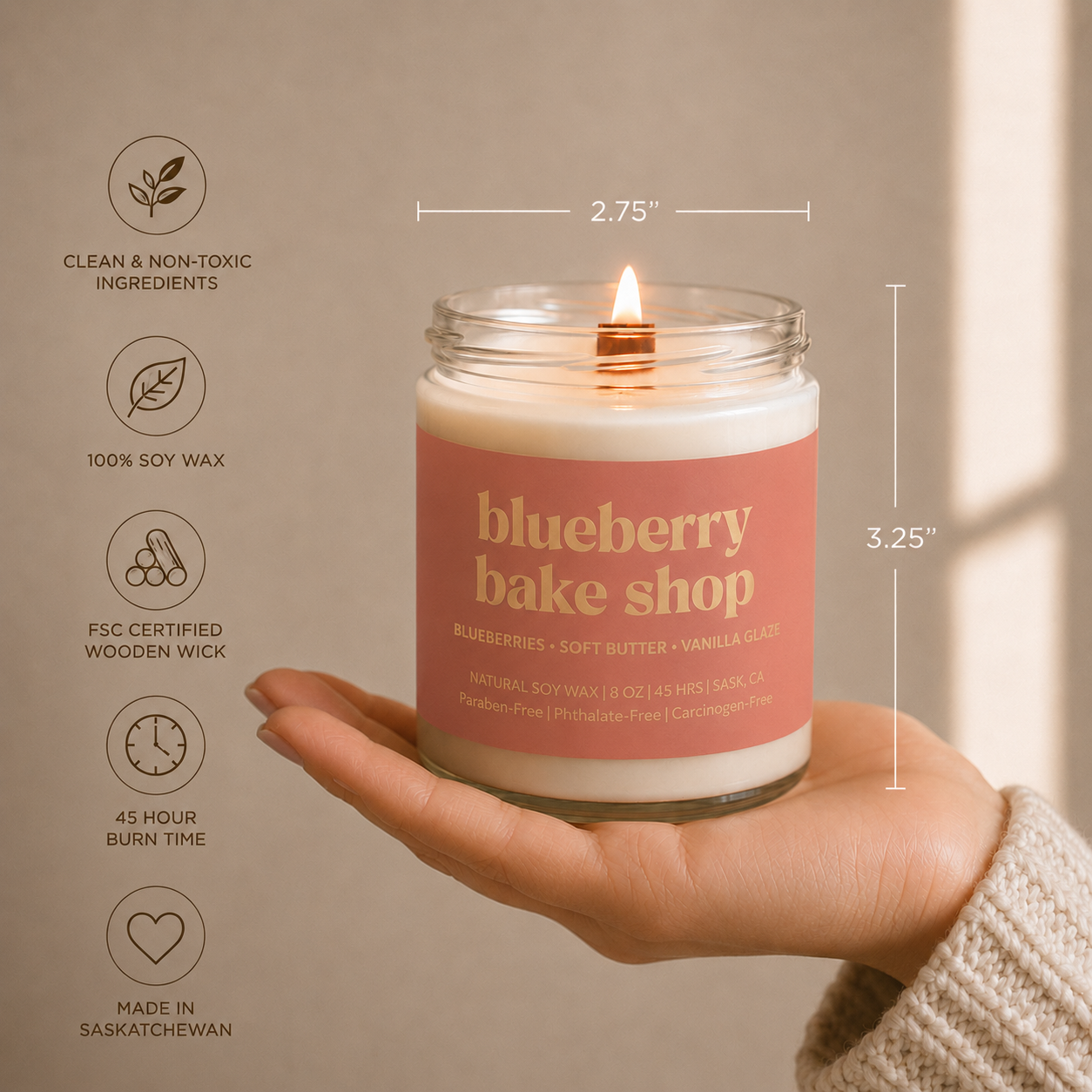 BLUEBERRY BAKE SHOP | 8OZ NON TOXIC SOY CANDLE | FALL COLLECTION