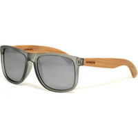 Square Bamboo Wood Sunglasses with Silver Polarized Lenses
