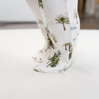 Ribbed Bamboo Footed Zipper Sleeper - Misty Forest