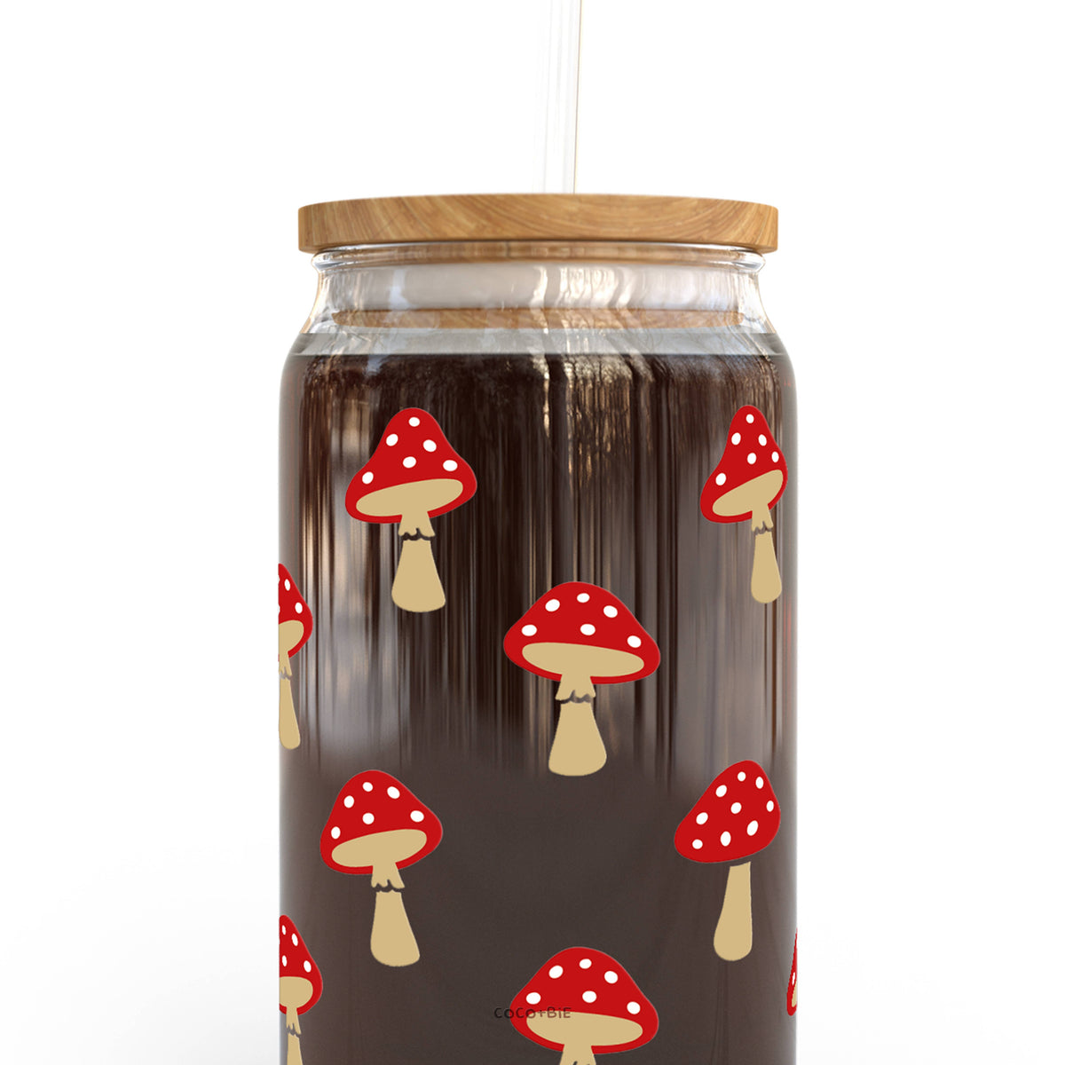 Mushrooms 16 oz Glass Cup - nature, plants, boho, retro