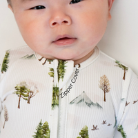 Ribbed Bamboo Footed Zipper Sleeper - Misty Forest
