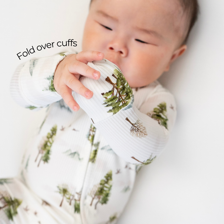 Ribbed Bamboo Footed Zipper Sleeper - Misty Forest