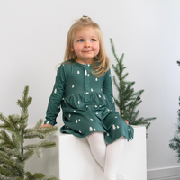 L/S Peplum Dress - Tiny Trees