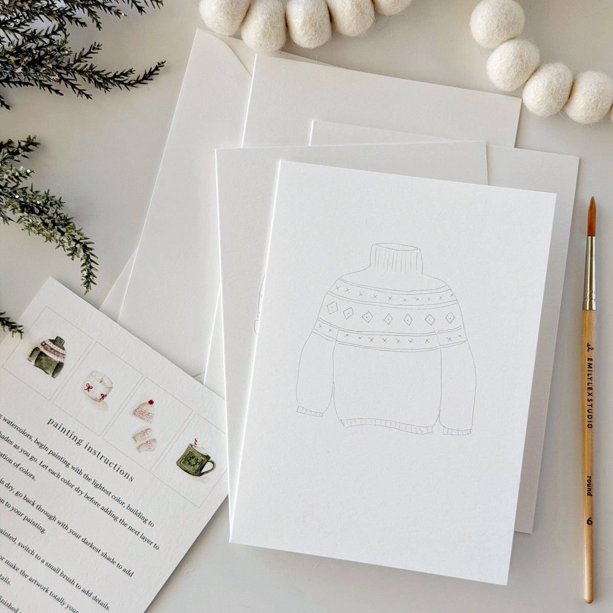 Warm + cozy paintable notecard