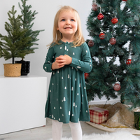 L/S Peplum Dress - Tiny Trees