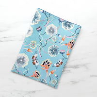 Fancy floral (lt. blue) - padded book sleeve, book pouch