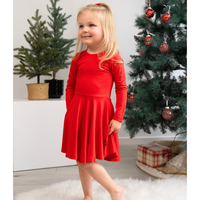 L/S Twirl Dress - Santa Red