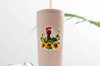 Chicken W/ Sunflowers Vinyl Sticker