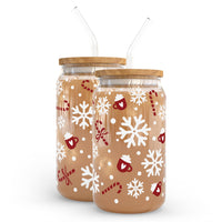 Candy Cane Hot Cocoa Snowflake 16oz Libbey Can Glass Cup