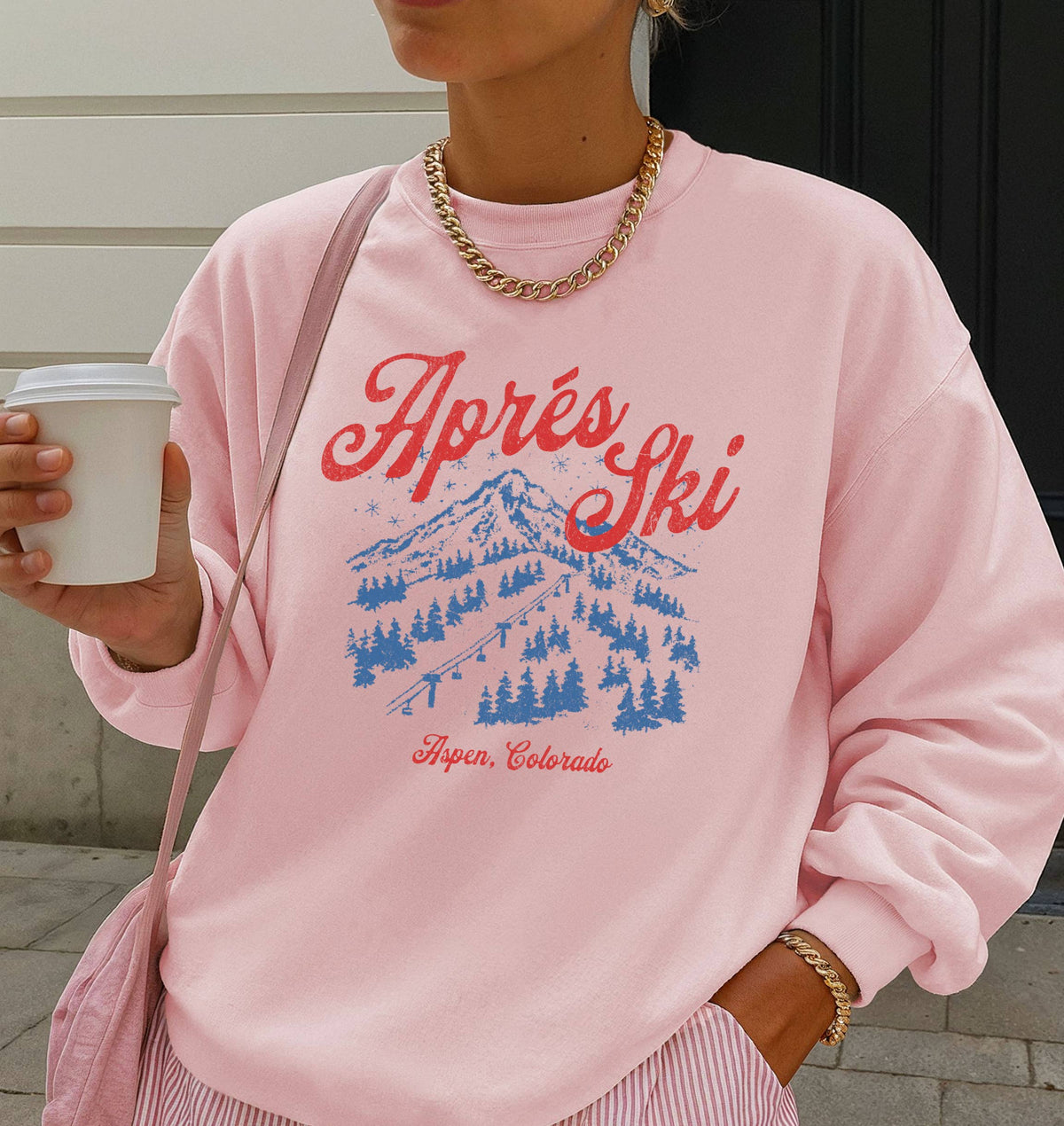 Apres Ski Custom Sweatshirt, Winter Crewneck Sweater Vintage