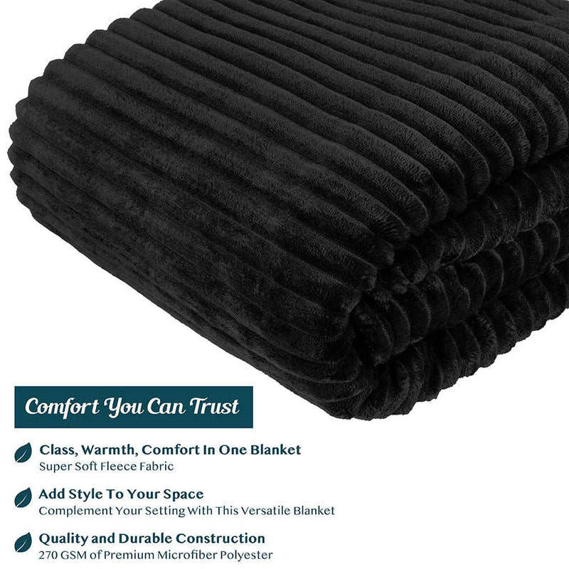 Ribbed Fleece Throw Blanket