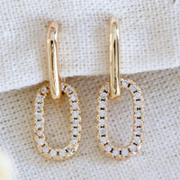 CZ Oval Dangle Earrings