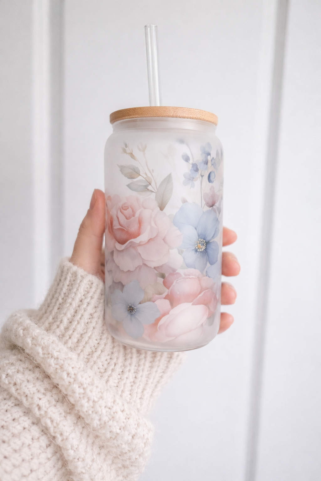Beautiful Floral Glassware | 16oz Glass