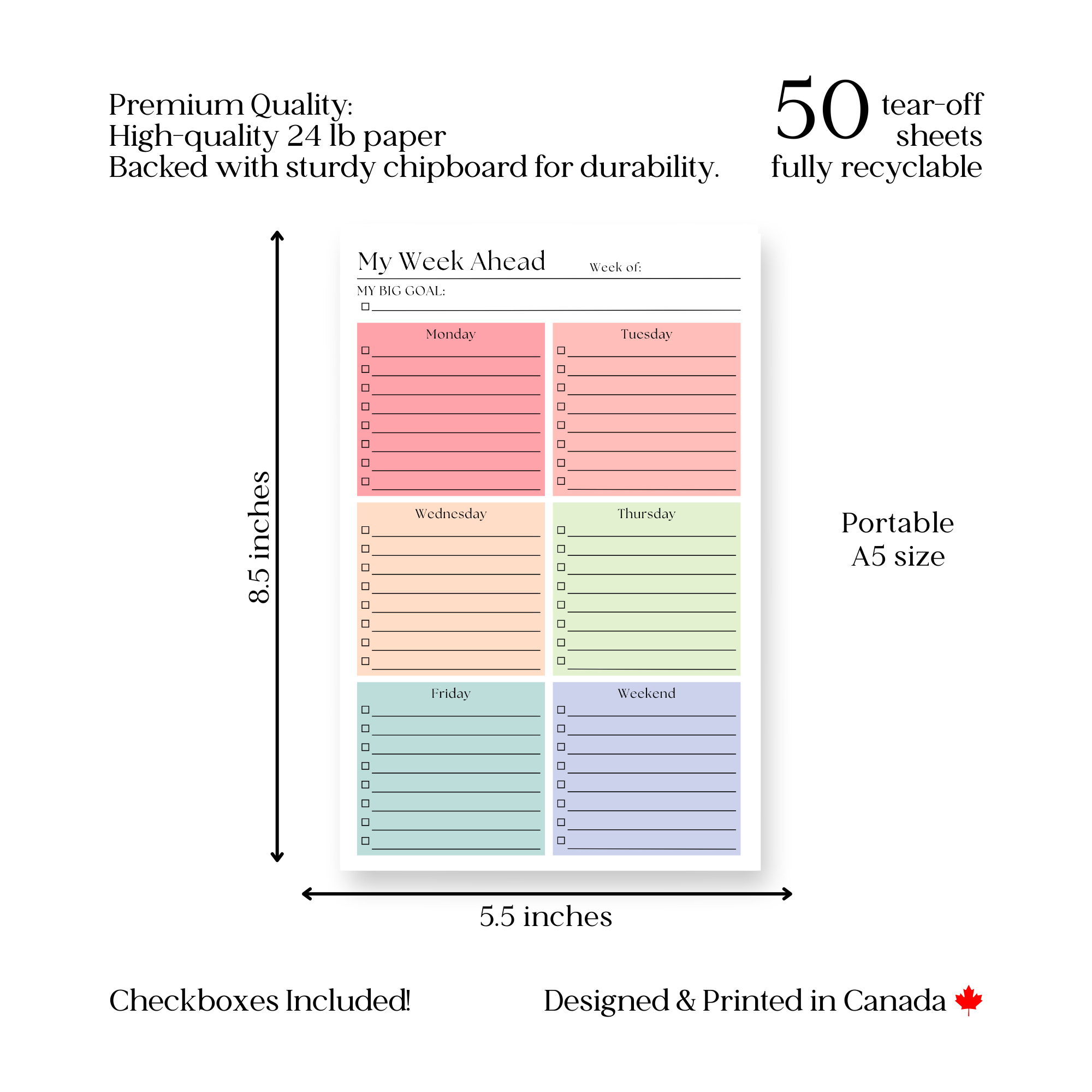 This Week's Plan To-Do List: 50-Page Tear-Off Notepad