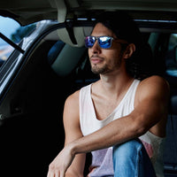 Square Bamboo Wood Sunglasses with Blue Polarized Lenses