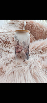 Muted Floral Glassware | 16oz Glass