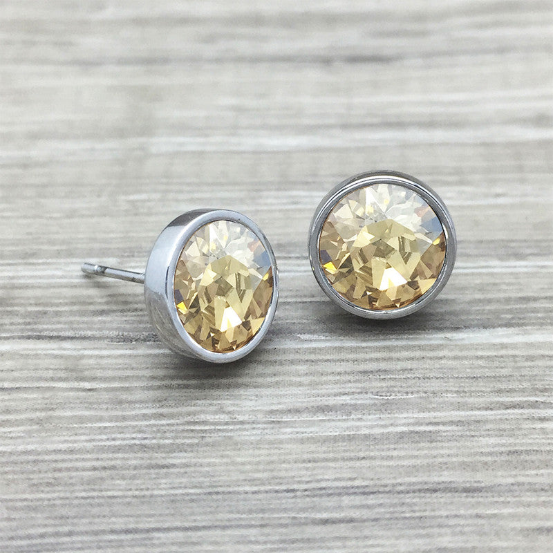 Luxe Swarovski Crystal Stud Earring - Silver