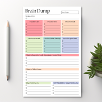 Brain Dump Notepad: 50-Page Daily ADHD Planner