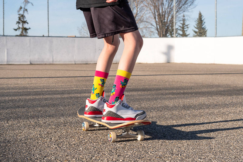 Kid's Dinos on Skateboards Socks