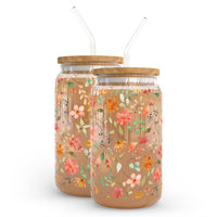 Wildflowers 16oz Libbey Glass Cup - Floral, Boho, Nature