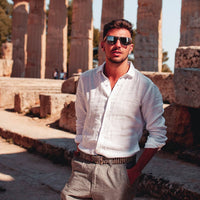 Square Bamboo Wood Sunglasses with Silver Polarized Lenses