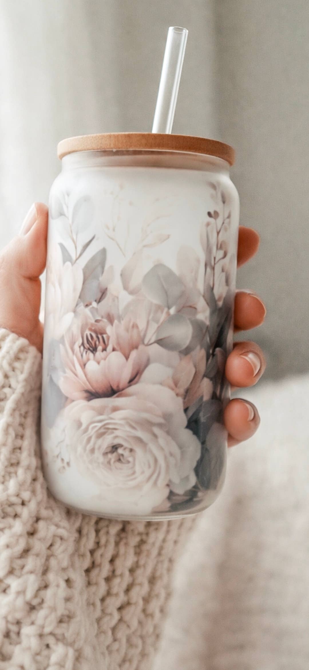 Muted Floral Glassware | 16oz Glass
