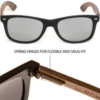 Walnut Wood Sunglasses with Silver Mirrored Polarized Lenses