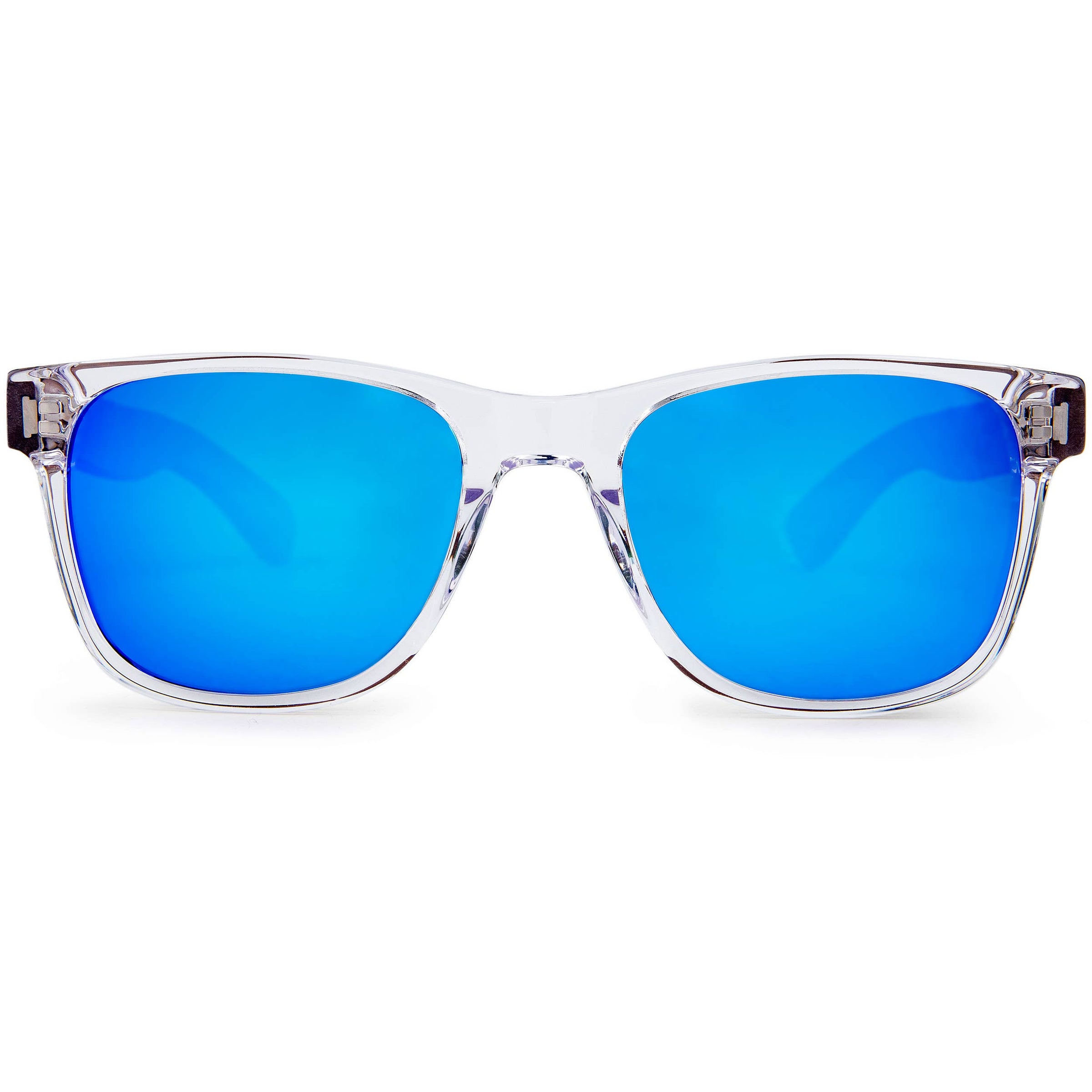 Walnut Sunglasses Clear Frame Blue Polarized Lenses