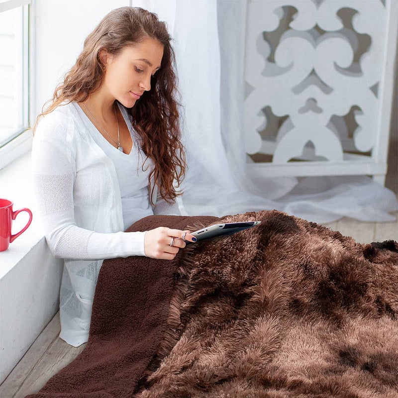 Faux Fur Sherpa Throw Blanket