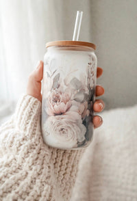 Muted Floral Glassware | 16oz Glass