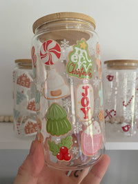 Gingerbread and Candy Christmas 16oz Libbey Can Glass Cup