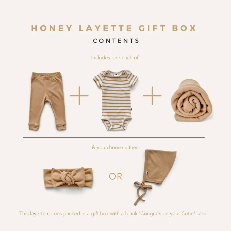 Honey Newborn Layette Gift Box (0-6m) Pixie Bonnet