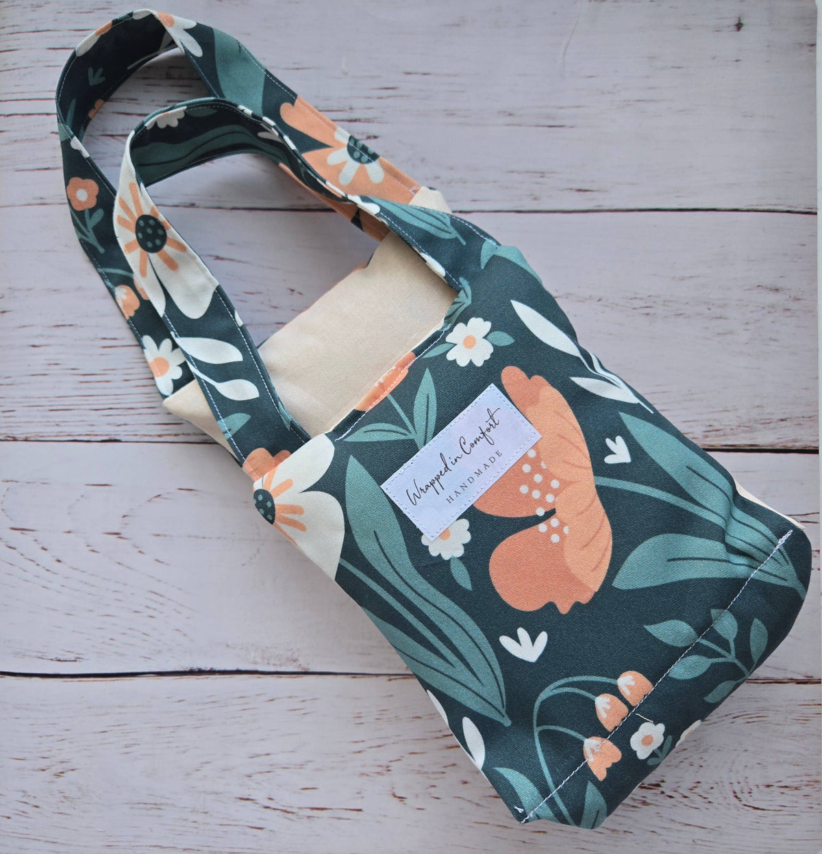 Organic Cotton Heating Pad - Neck Wrap - Navy & Peach Floral