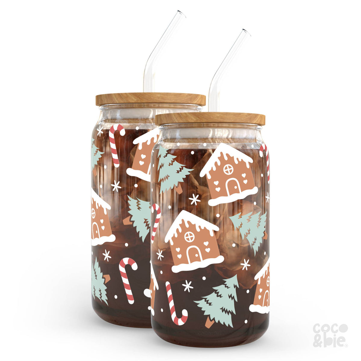Gingerbread House 16oz Glass Can Cup - Christmas, Baking
