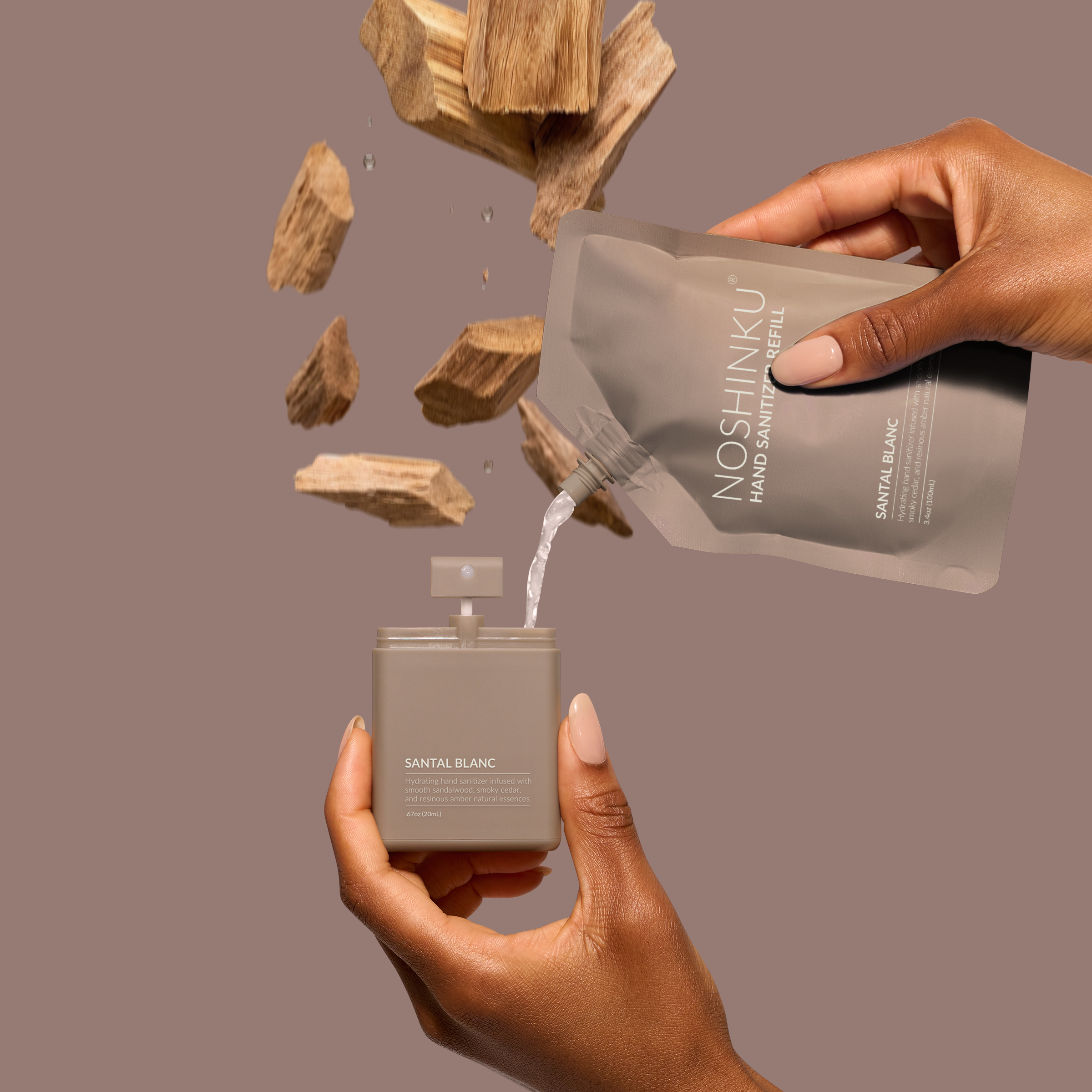 Refillable Santal Blanc Hydrating Pocket Hand Sanitizer