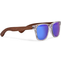 Walnut Sunglasses Clear Frame Blue Polarized Lenses
