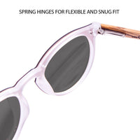 Round Zebra Wood Sunglasses with Black Polarized Lenses