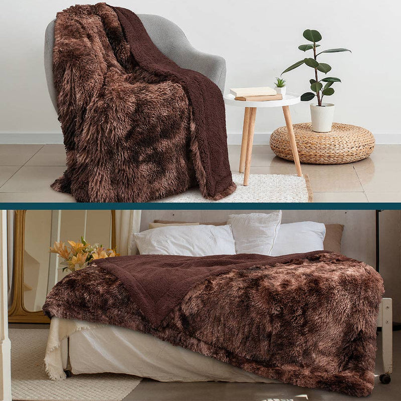 Faux Fur Sherpa Throw Blanket