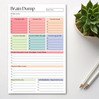 Brain Dump Notepad: 50-Page Daily ADHD Planner