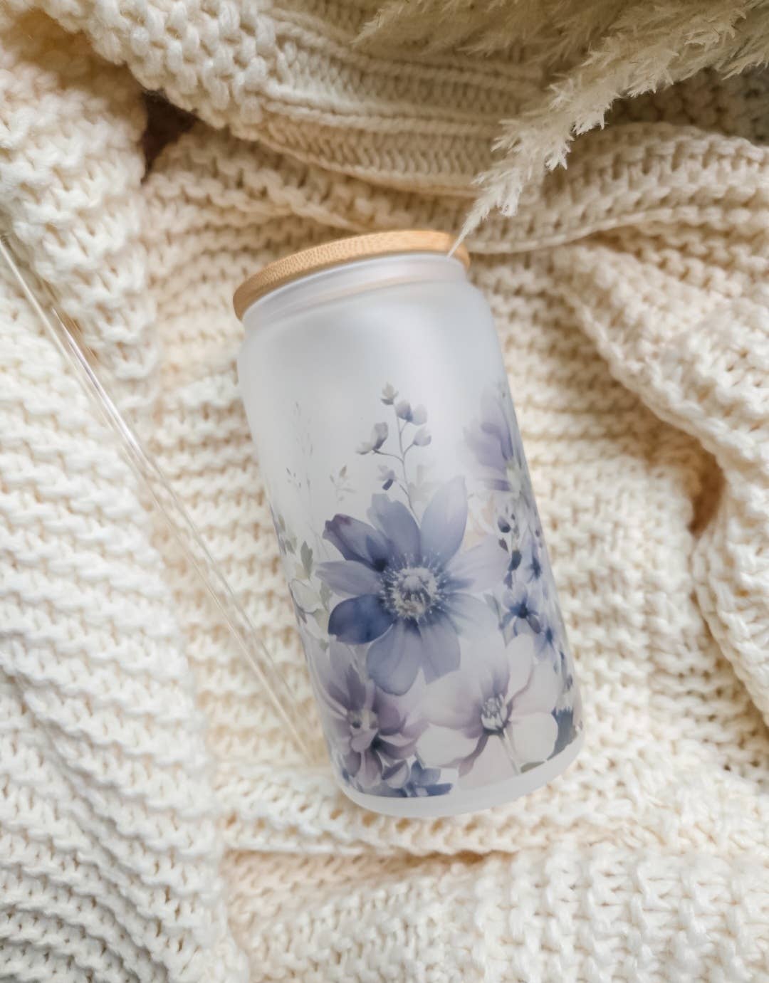 Lavender Floral Glassware | 16oz Glass