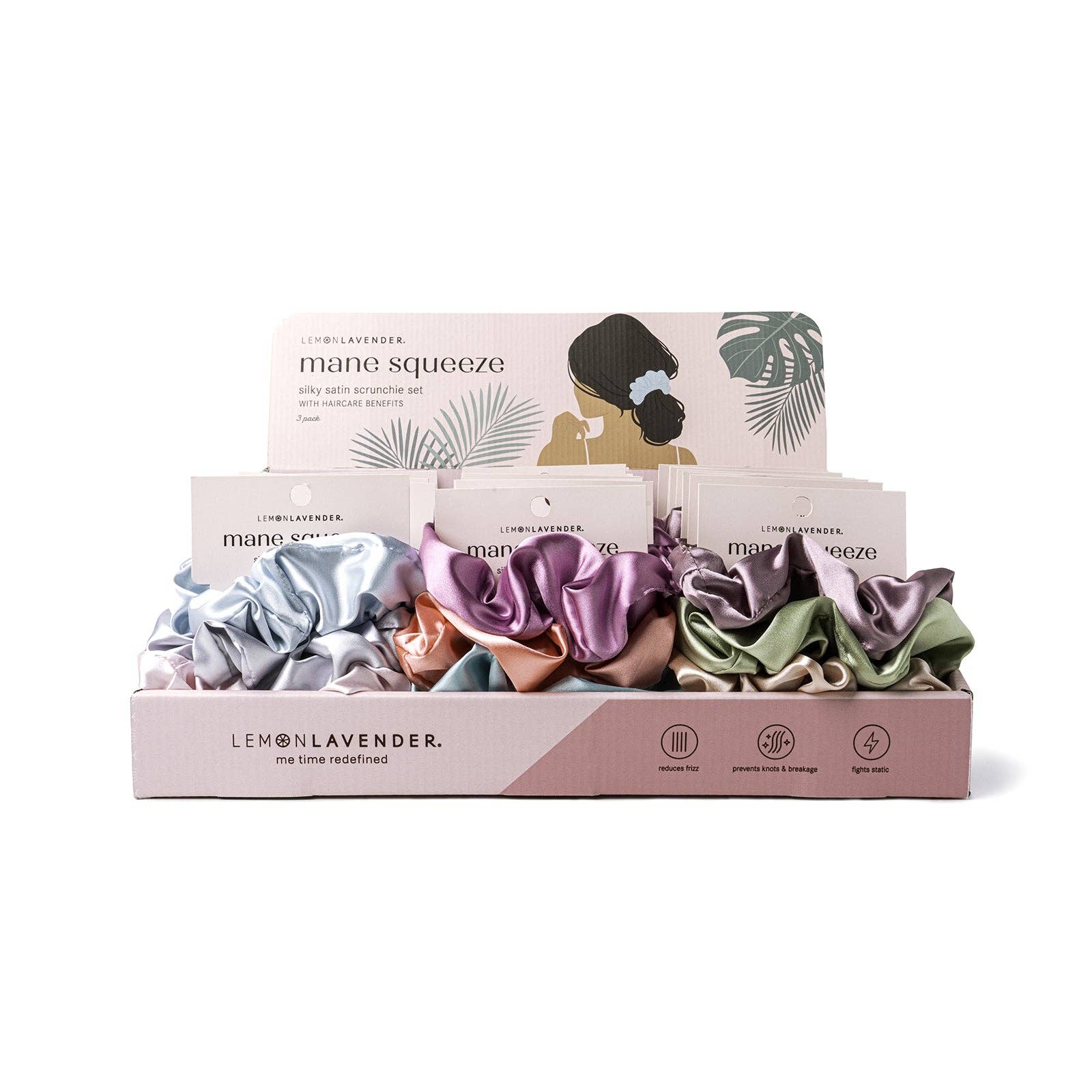 Lemon Lavender Mane Squeeze Oversized Satin Scrunchie Set