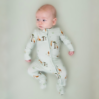 Footed Zipper Sleeper - Giraffes