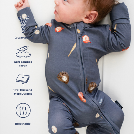 Footed Zipper Sleeper - Baseball