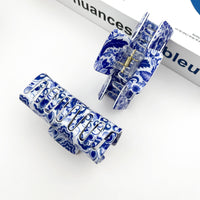 Blue and White Porcelain Pattern Hair Claw Clip